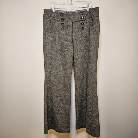 👍 Dalia Collection grey business formal wide winter lined wool pants 12 US - Picture 2 of 7
